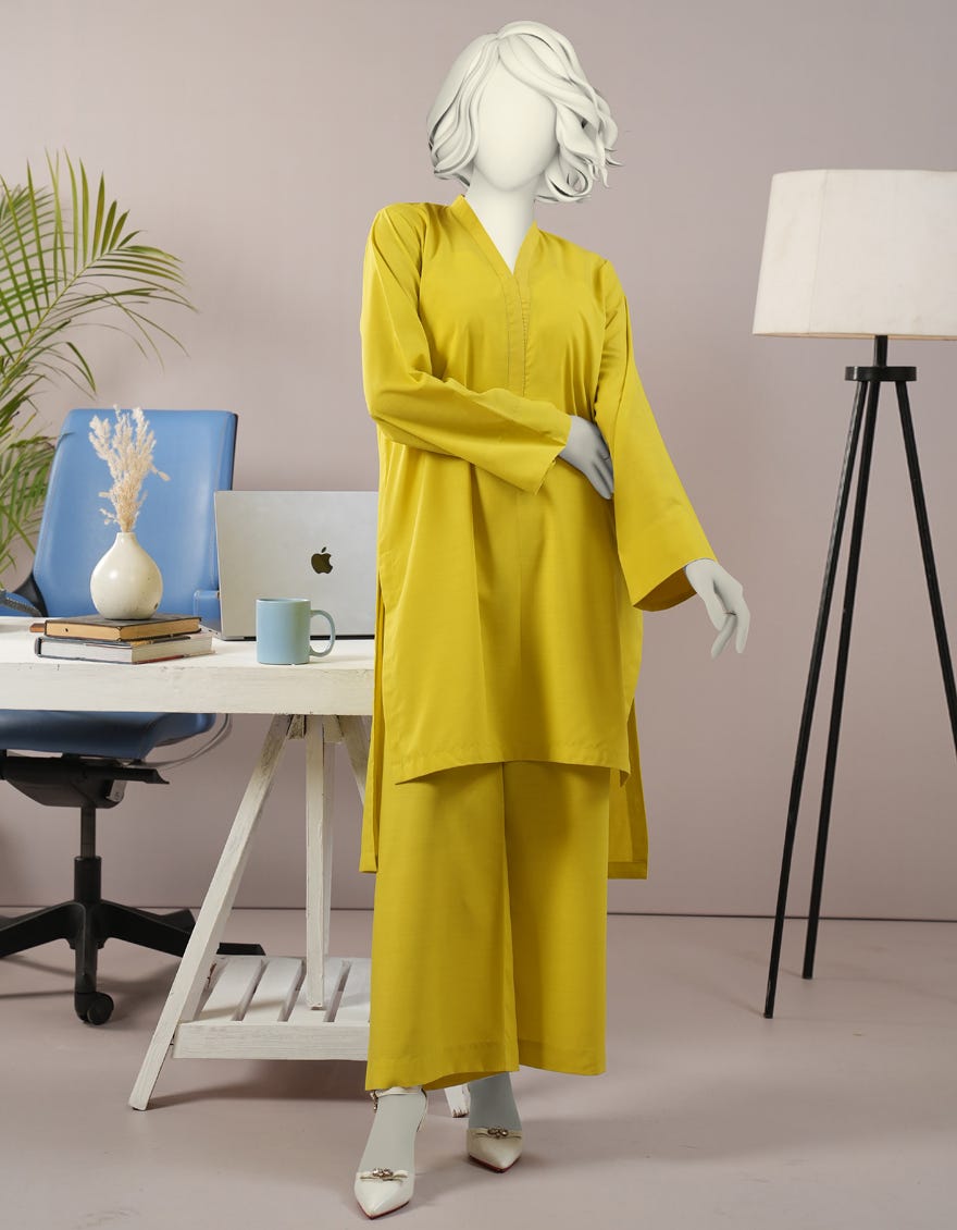 LEMON SLUB DYED 2PC STITCHED | JLAWN-S-JST-25-2094