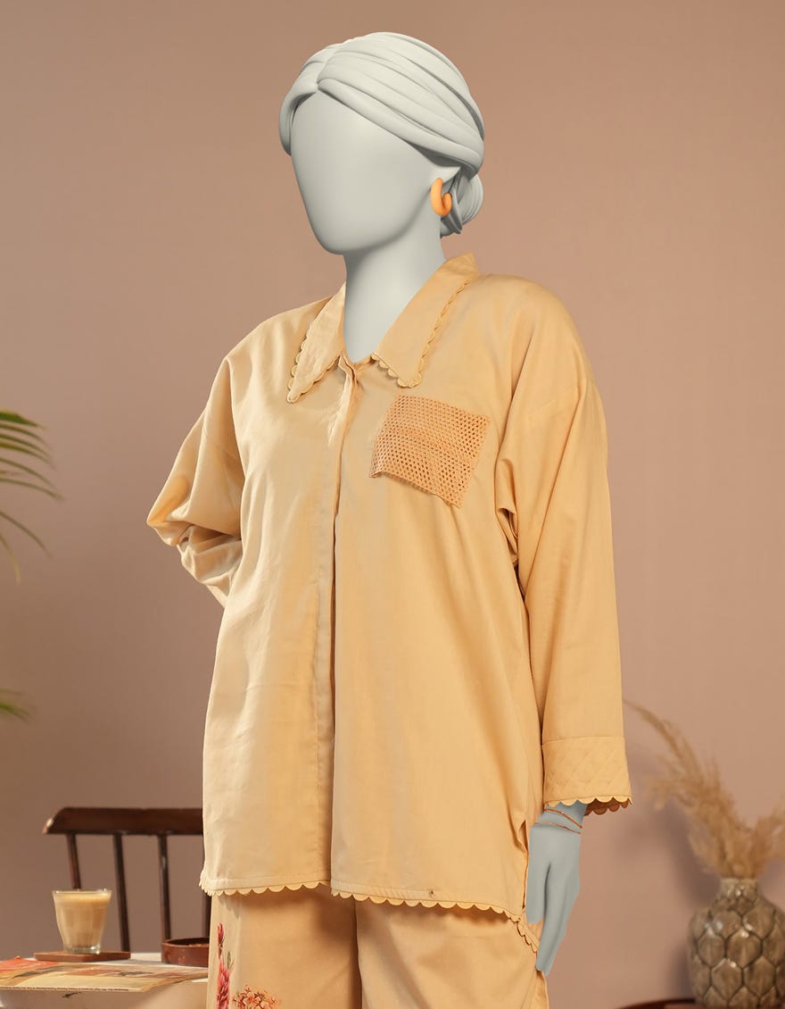 BEIGE DOBBY DYED 2PC STITCHED | JLAWN-S-JST-25-2103