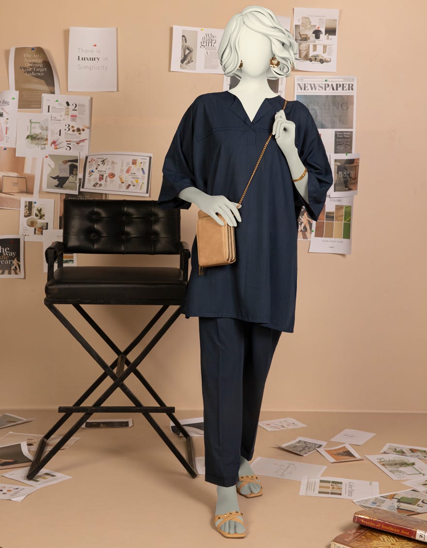 BLUE SLUB DYED 2PC STITCHED | JLAWN-S-JST-25-2107