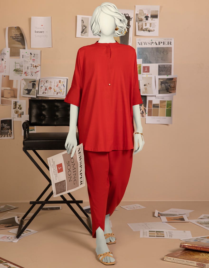 RED DYED SLUB 2PC STITCHED