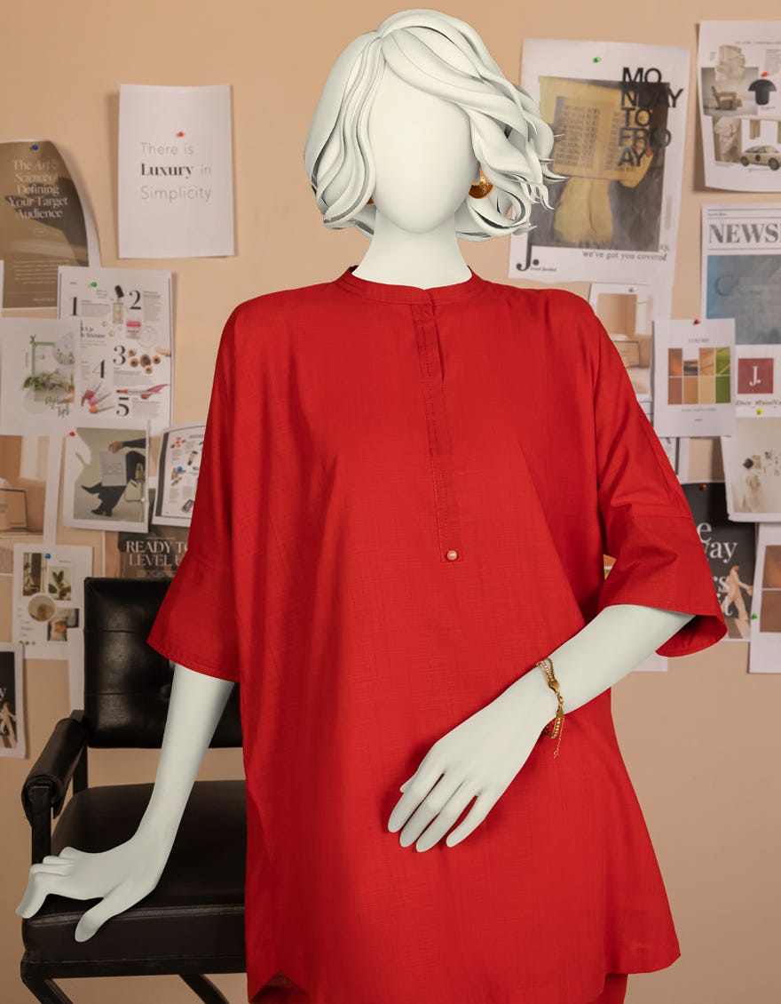 RED DYED SLUB 2PC STITCHED