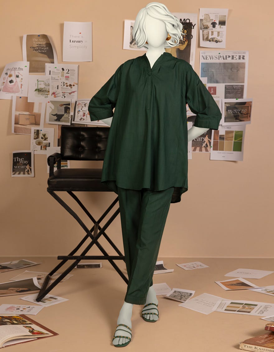 GREEN SLUB DYED 2PC STITCHED | JLAWN-S-JST-25-2109