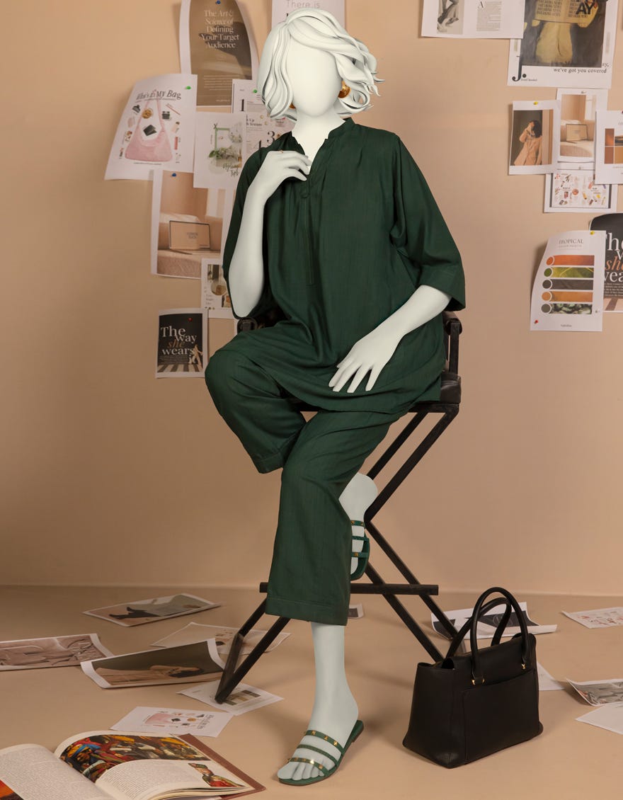 GREEN SLUB DYED 2PC STITCHED | JLAWN-S-JST-25-2109