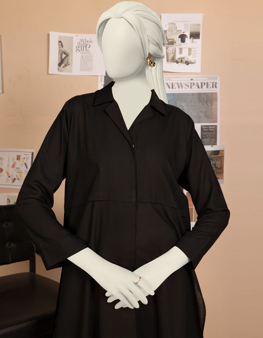 BLACK DYED SLUB 2PC STITCHED