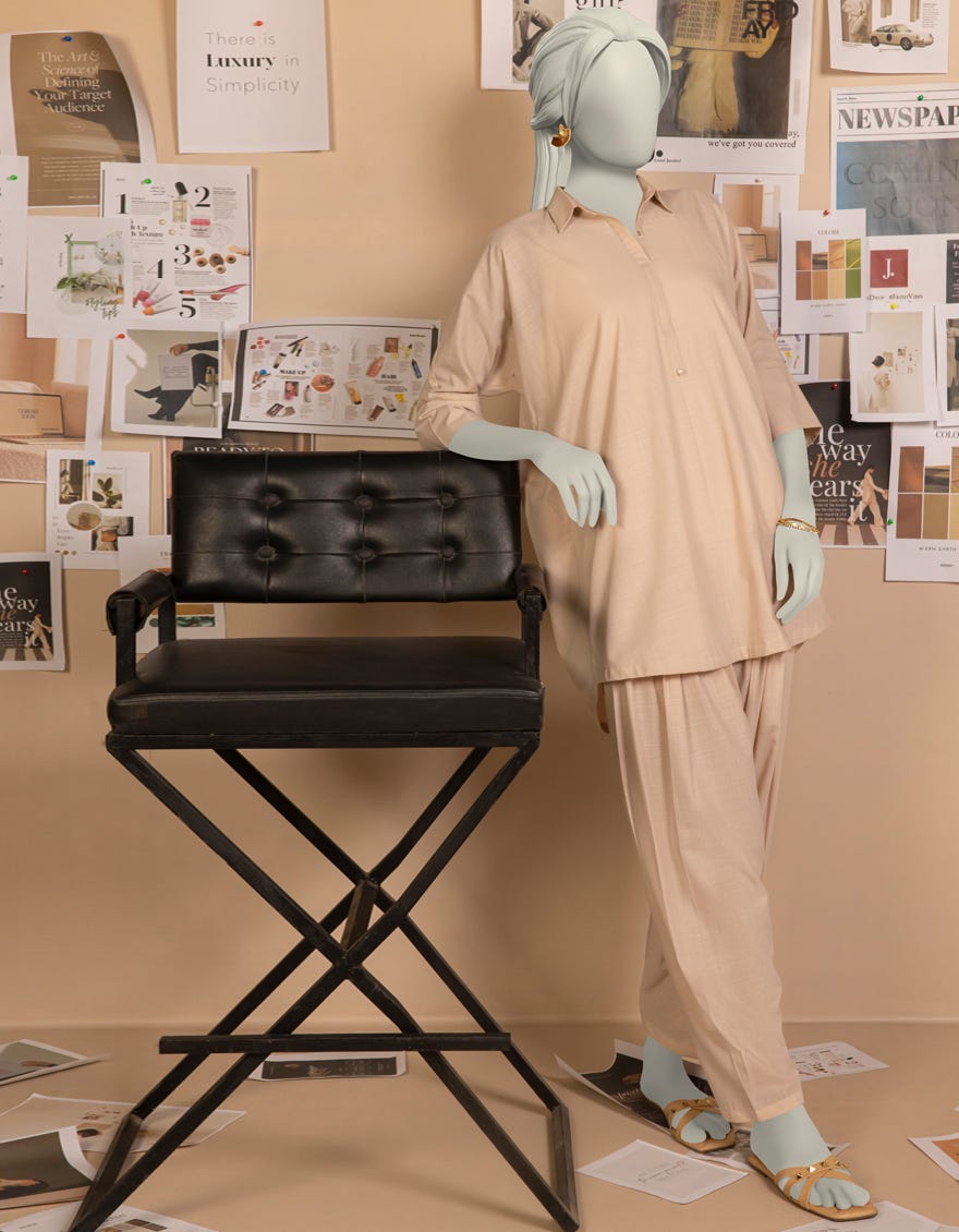 BEIGE SLUB DYED 2PC STITCHED | JLAWN-S-JST-25-2111