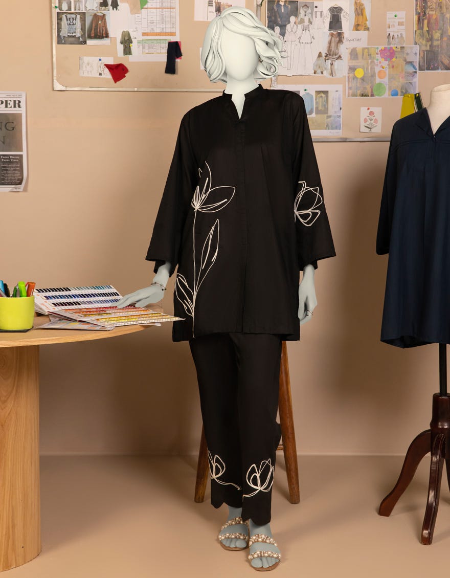 BLACK LAWN 2 PC STITCHED