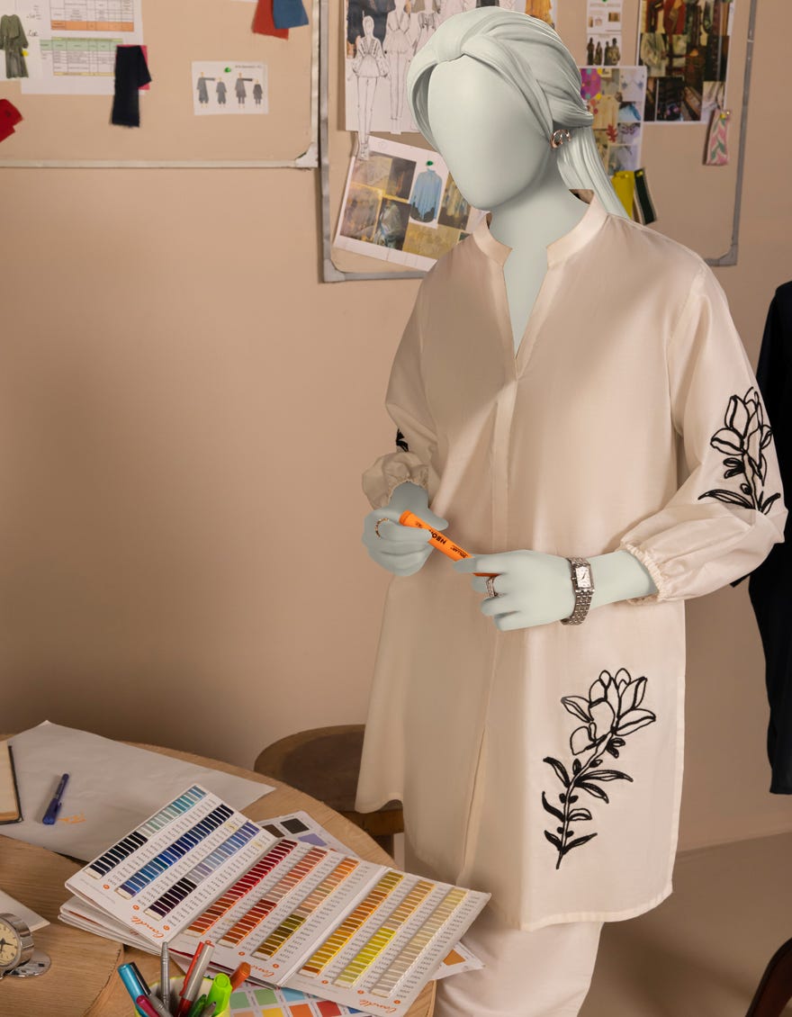 OFF WHITE LAWN 2 PC STITCHED