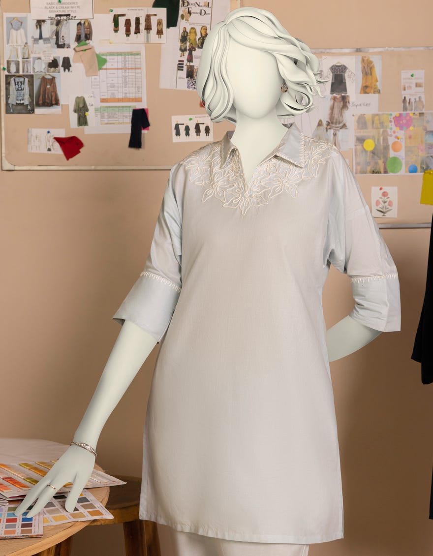 BLUE LAWN 2 PC STITCHED