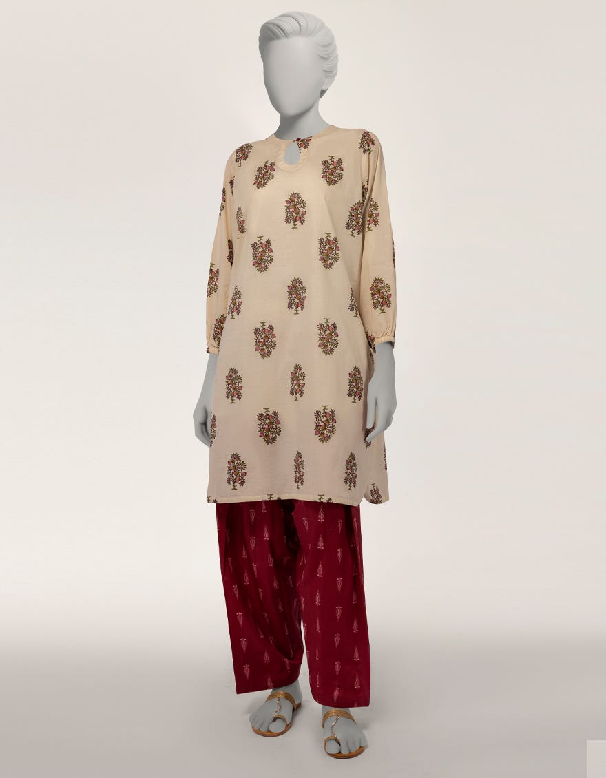 OFF WHITE LAWN PRINTED 2PC STITCHED