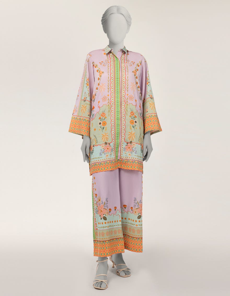 PURPLE DOBBY DIGITAL PRINTED 2PC STITCHED