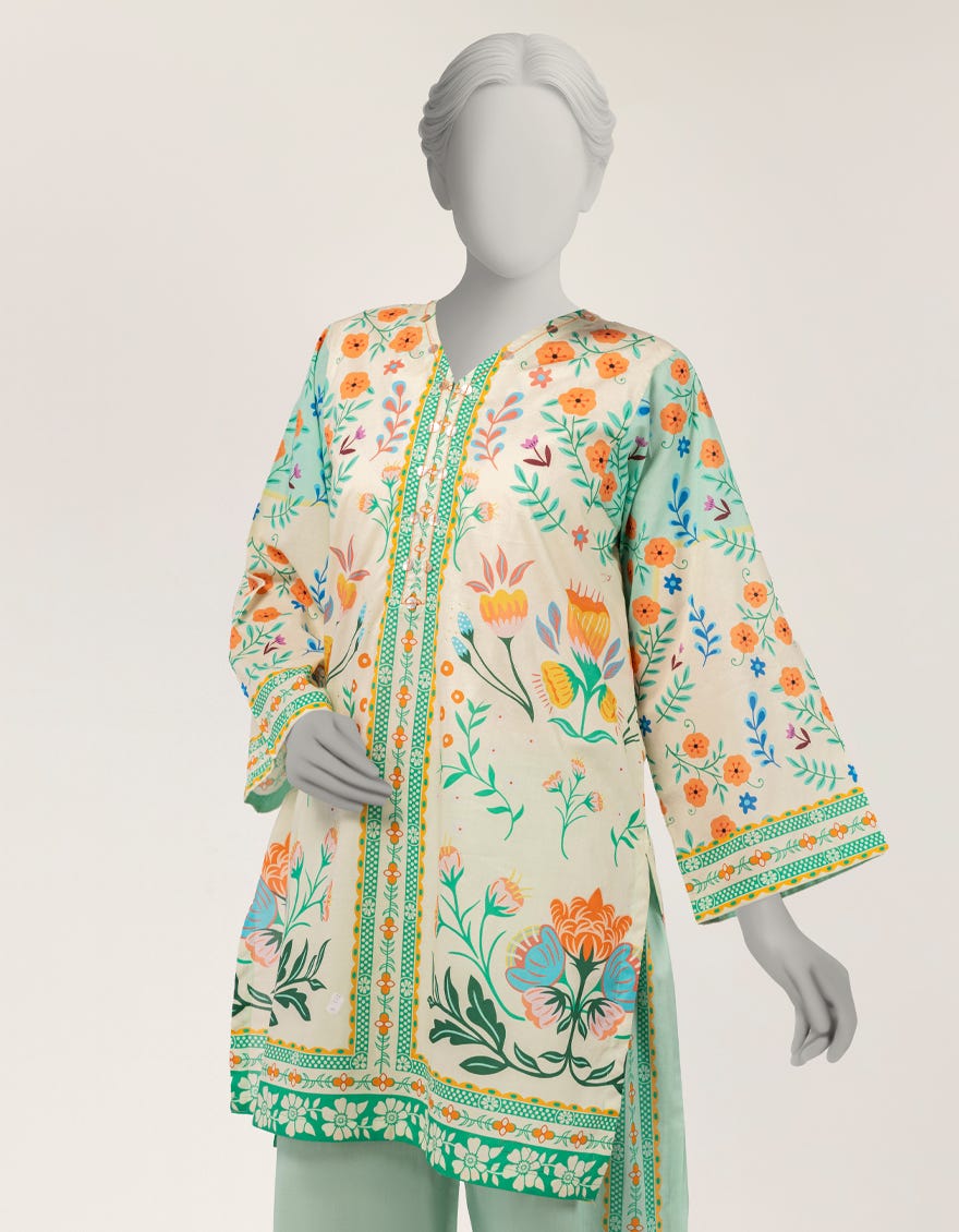 MULTICOLOR DOBBY DIGITAL PRINTED 2PC STITCHED