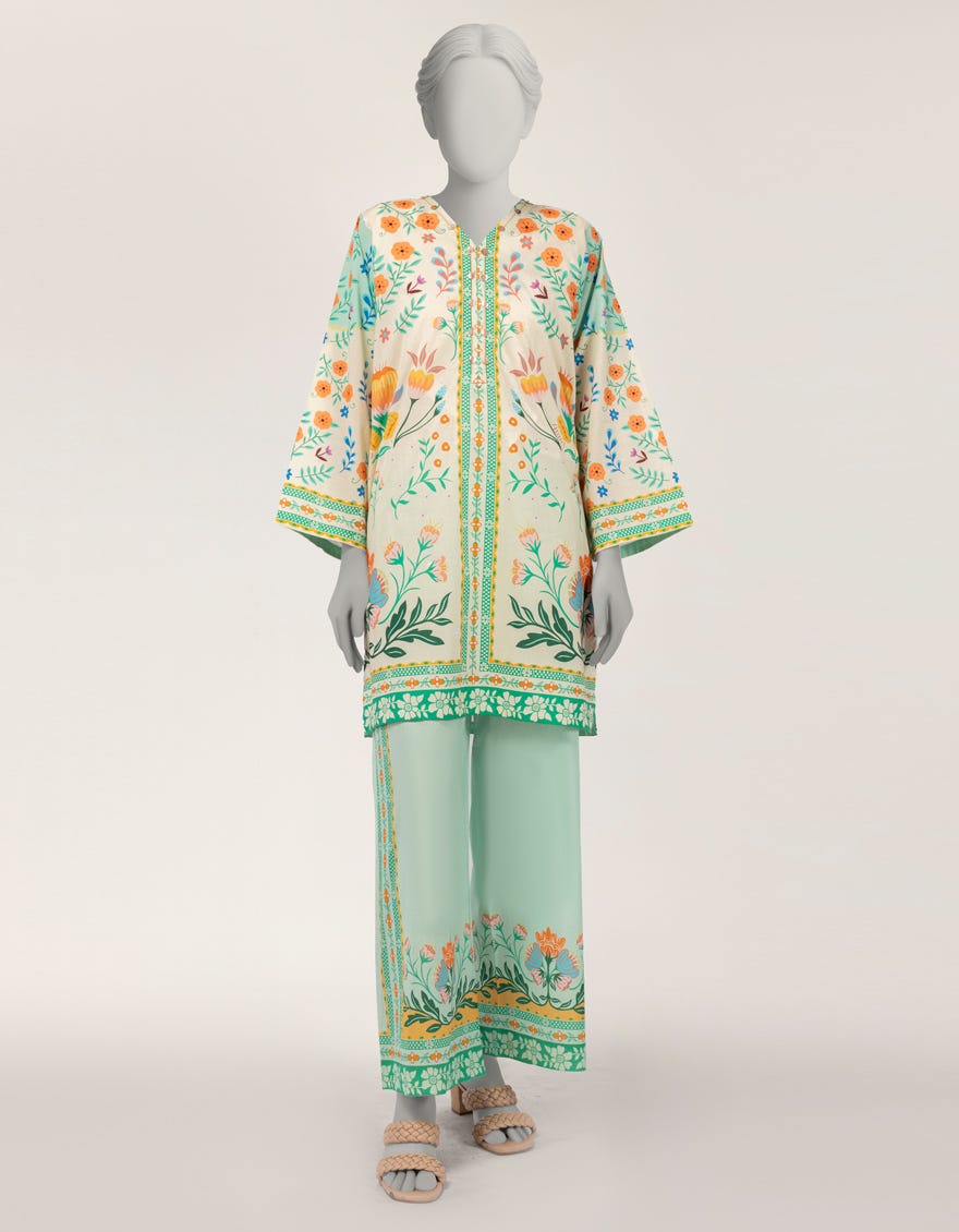 MULTICOLOR DOBBY DIGITAL PRINTED 2PC STITCHED