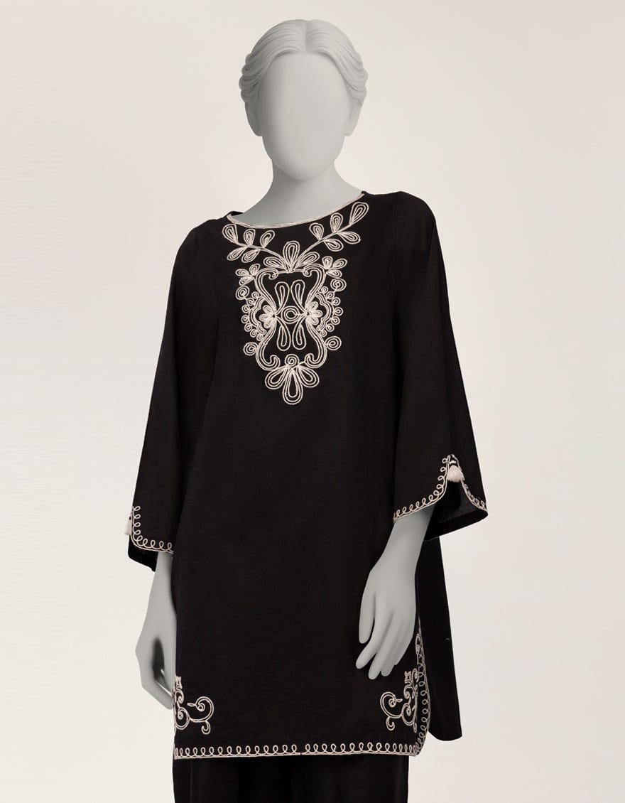 BLACK LAWN EMBROIDERED 2PC STITCHED