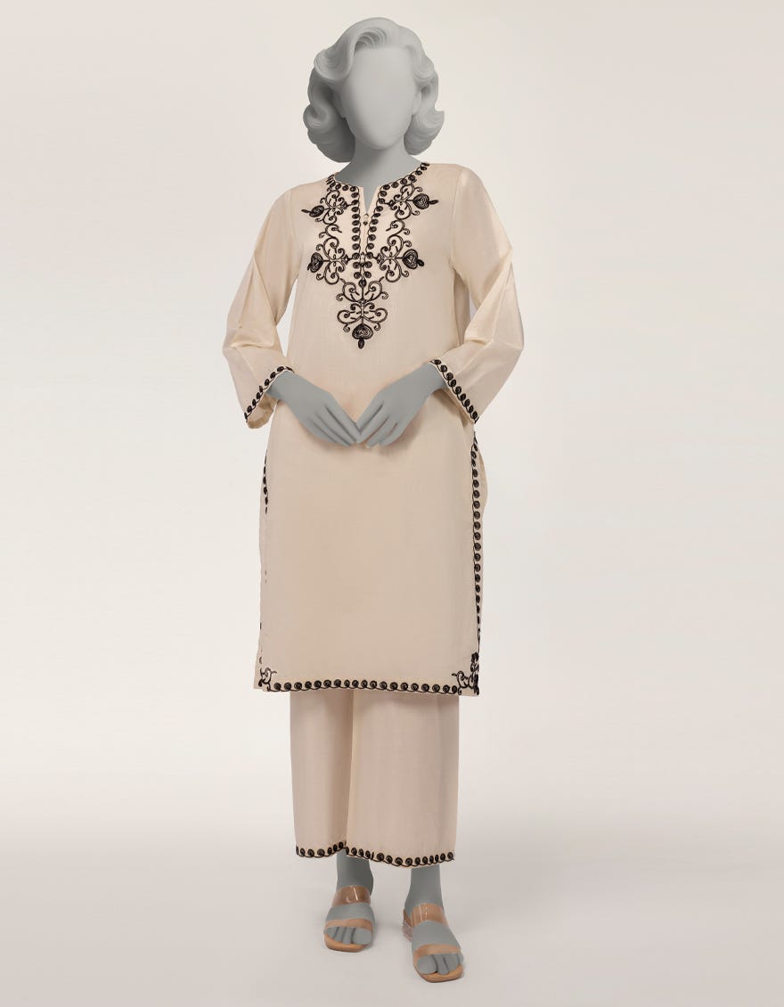 OFF WHITE LAWN EMBROIDERED 2PC STITCHED