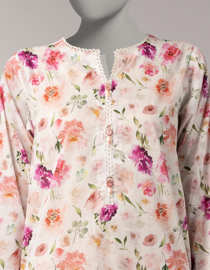 PINK LAWN DIGITAL PRINTED UNSTITCHED 2PC