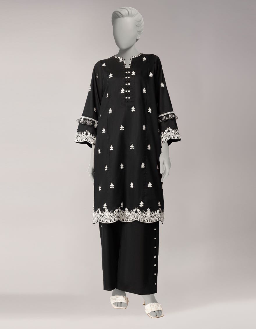 BLACK LAWN EMBROIDERED UNSTITCHED 2PC