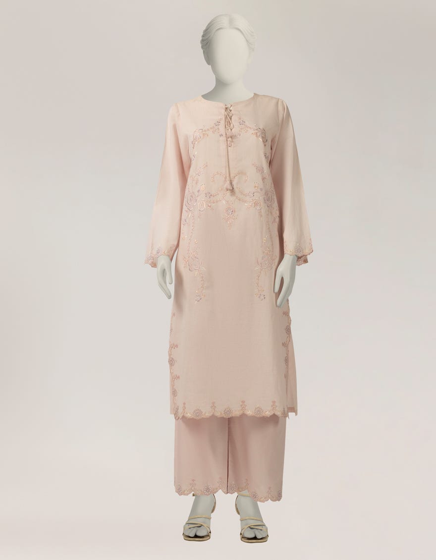 PINK LAWN SCHIFFLI CO-ORD SET