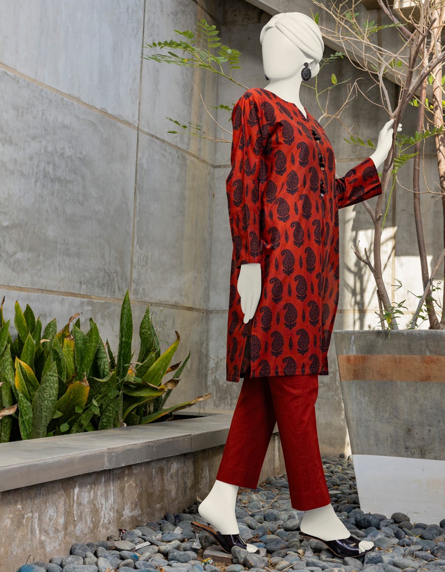 Rust Lawn Unstitched 1Pc | Jlawn-S-Jsu-24-907