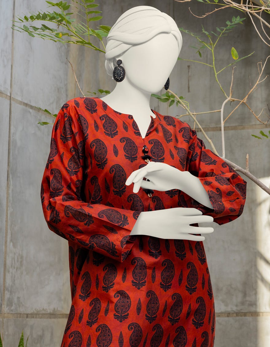 Rust Lawn Unstitched 1Pc | Jlawn-S-Jsu-24-907