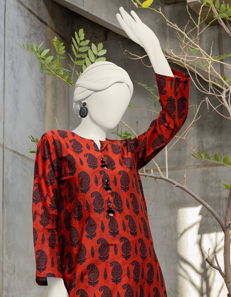 Rust Lawn Unstitched 1Pc | Jlawn-S-Jsu-24-907