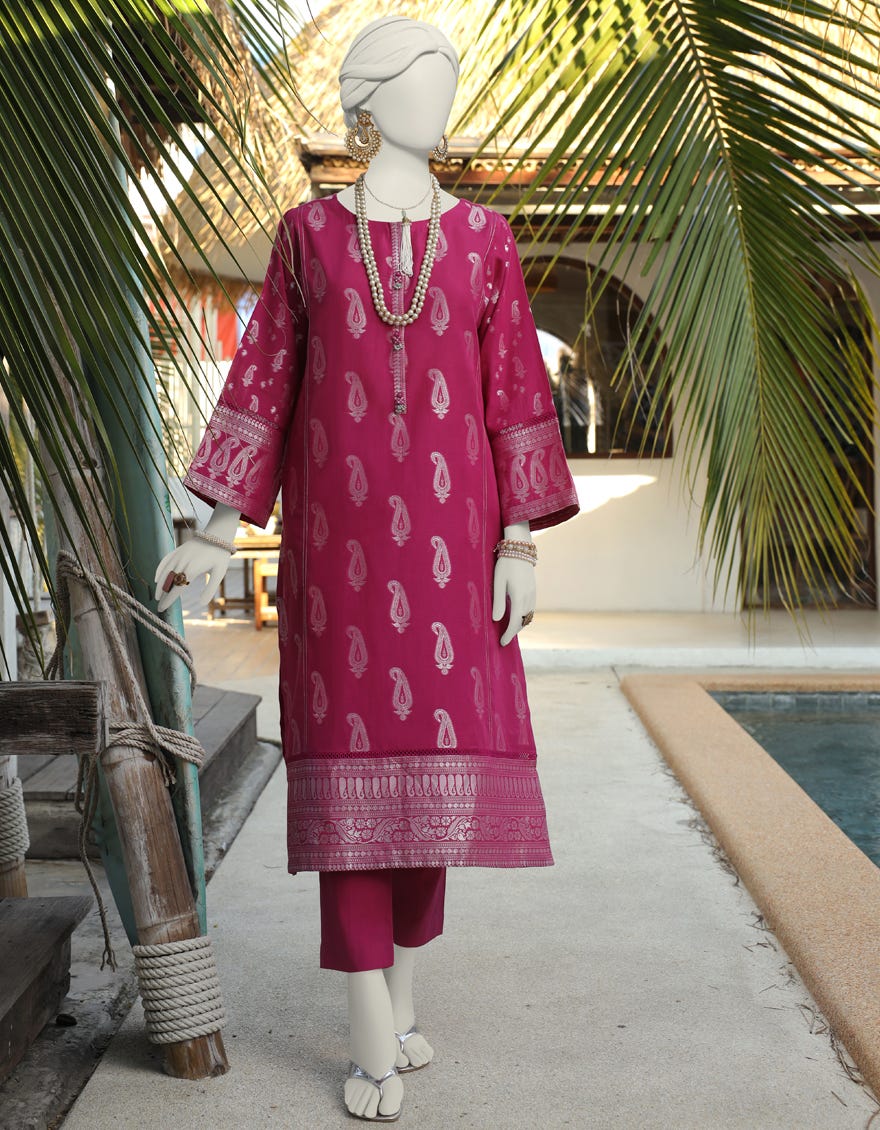 Pink Jacquard Unstitched 1Pc | Jlawn-S-Jsu-24-911