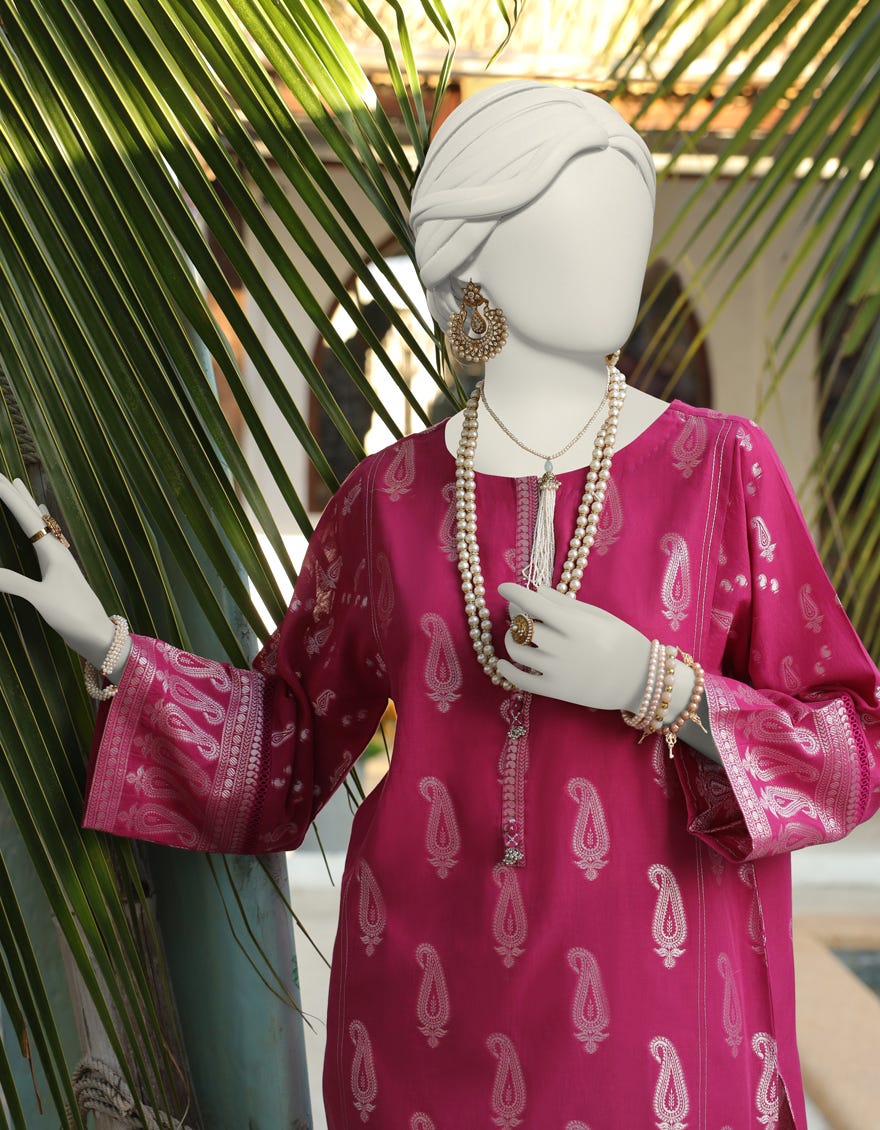 Pink Jacquard Unstitched 1Pc | Jlawn-S-Jsu-24-911