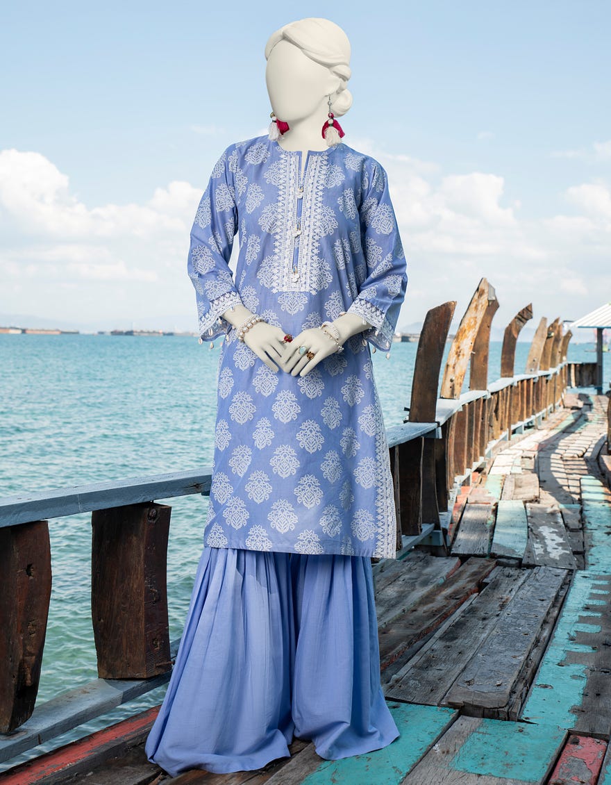 Blue Lawn Unstitched 1Pc | Jlawn-S-Jsu-24-918