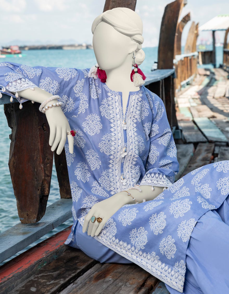 Blue Lawn Unstitched 1Pc | Jlawn-S-Jsu-24-918