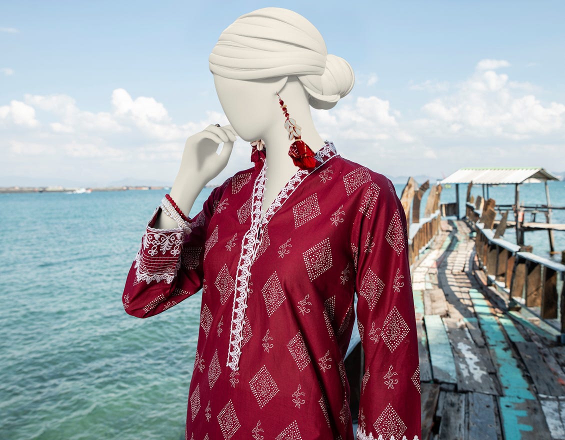 Maroon Lawn Unstitched 1Pc | Jlawn-S-Jsu-24-921