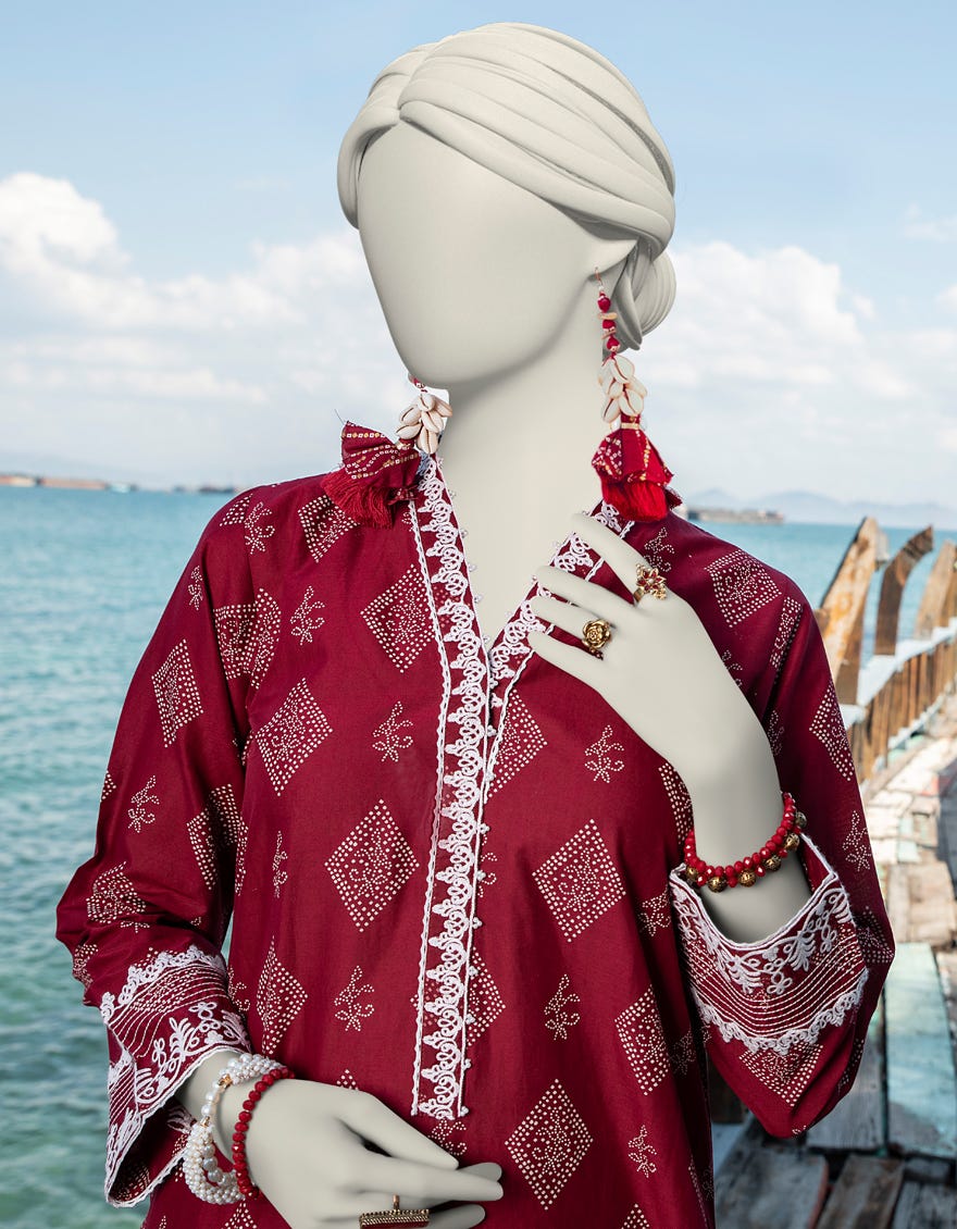 Maroon Lawn Unstitched 1Pc | Jlawn-S-Jsu-24-921