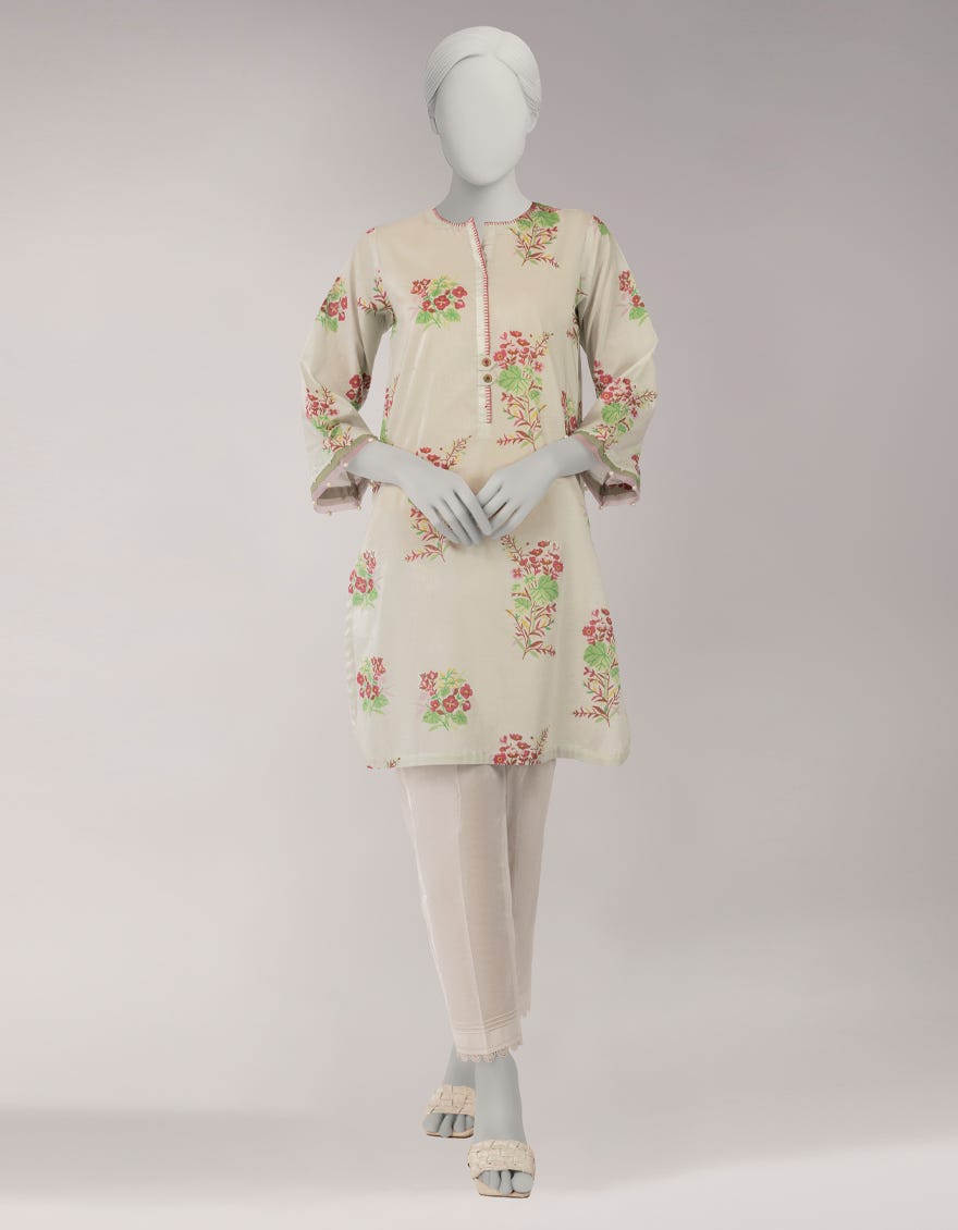 OFF WHITE LAWN PRINTED UNSTITCHED 1PC