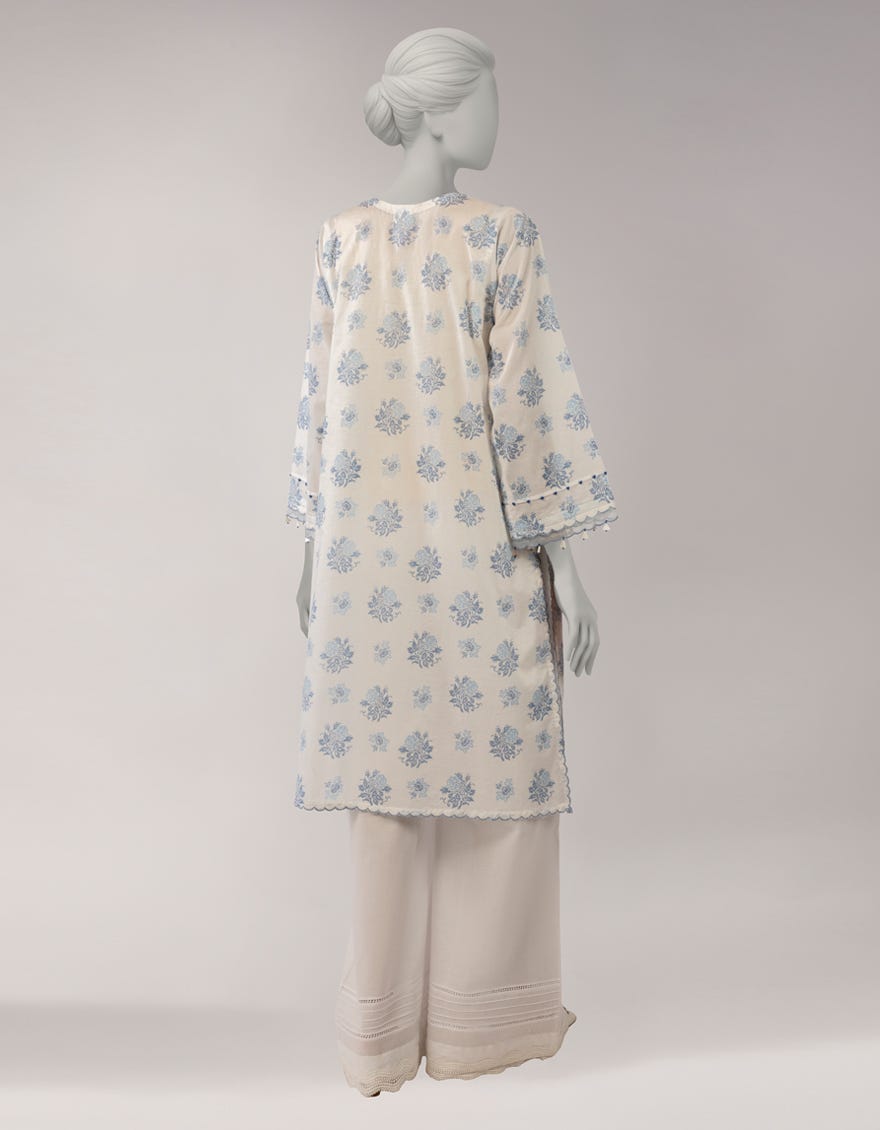 WHITE LAWN PRINTED UNSTITCHED 1PC