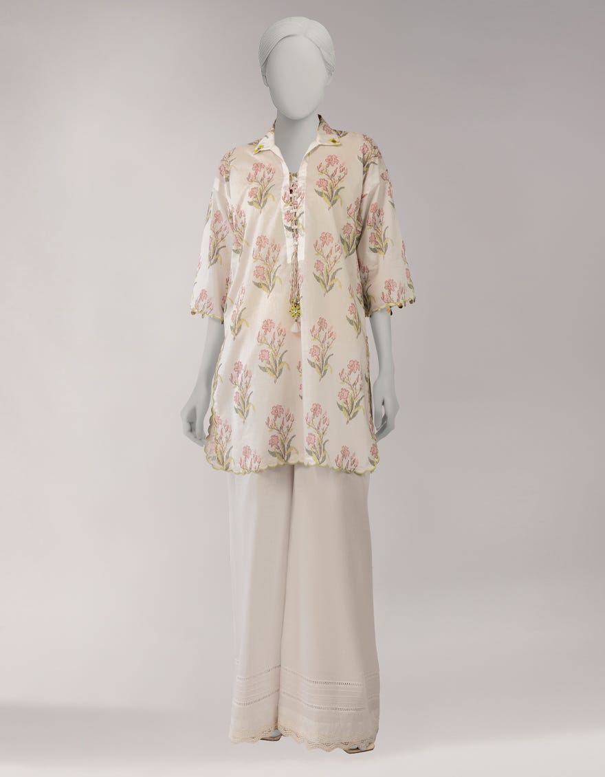 WHITE LAWN PRINTED UNSTITCHED 1PC