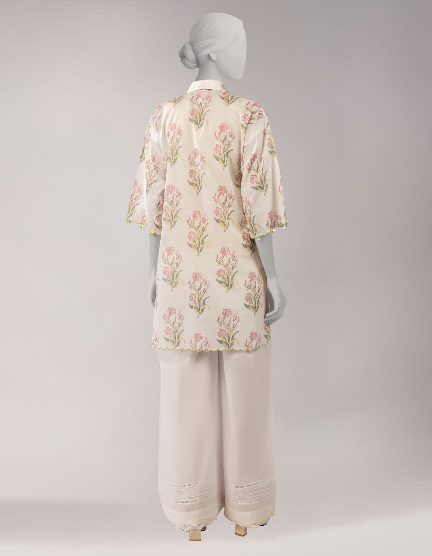 WHITE LAWN PRINTED UNSTITCHED 1PC