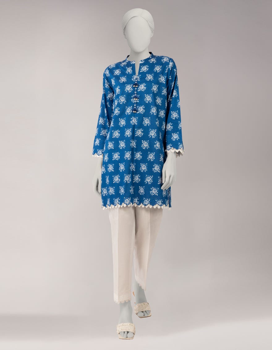 BLUE LAWN PRINTED UNSTITCHED 1PC