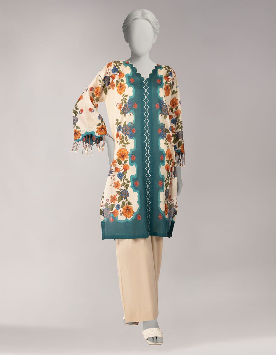 BEIGE LAWN DIGITAL PRINTED UNSTITCHED 1PC