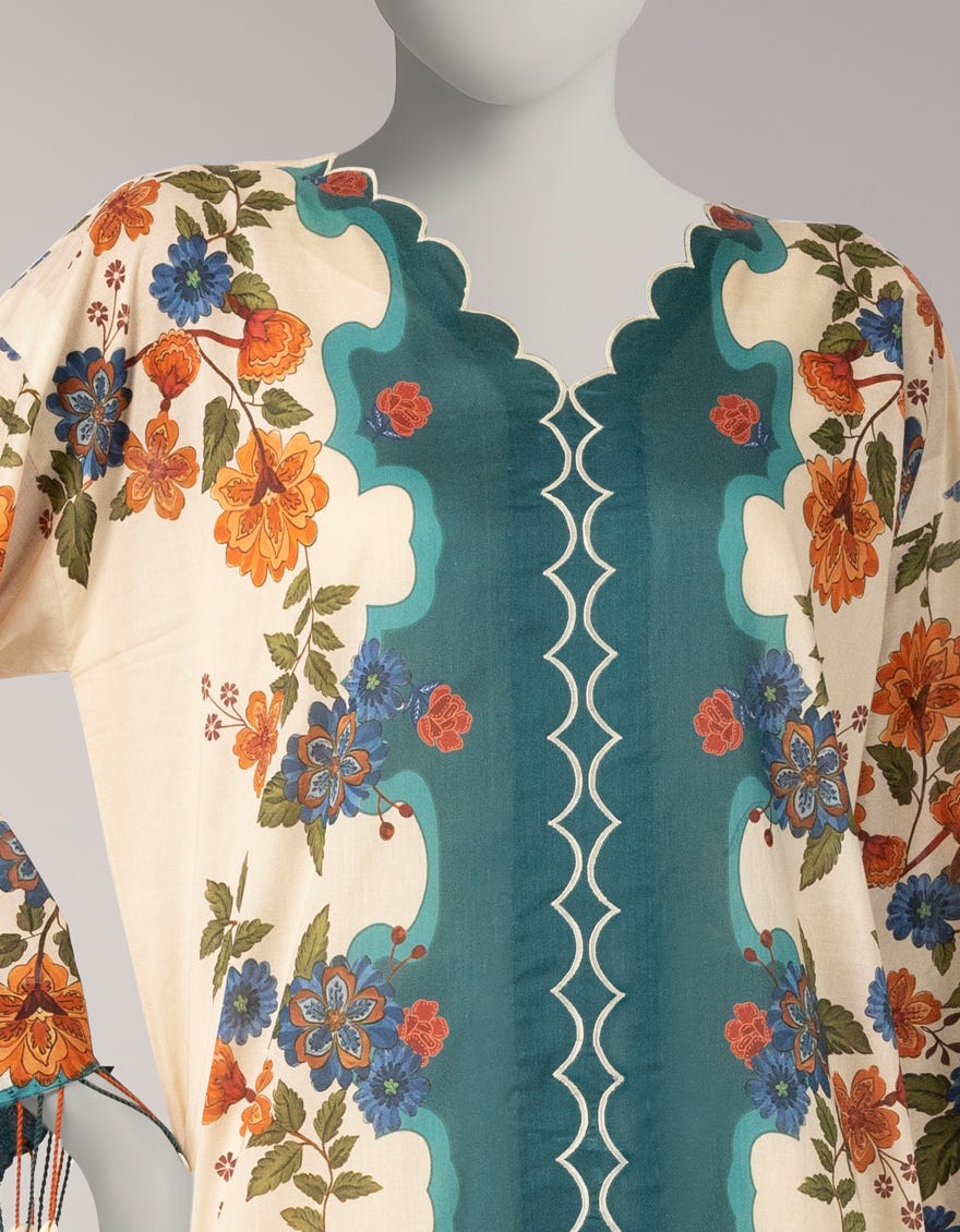 BEIGE LAWN DIGITAL PRINTED UNSTITCHED 1PC