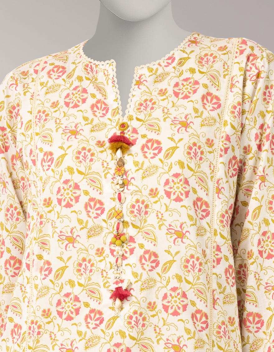 OFF WHITE LAWN PASTE PRINTED UNSTITCHED 1PC