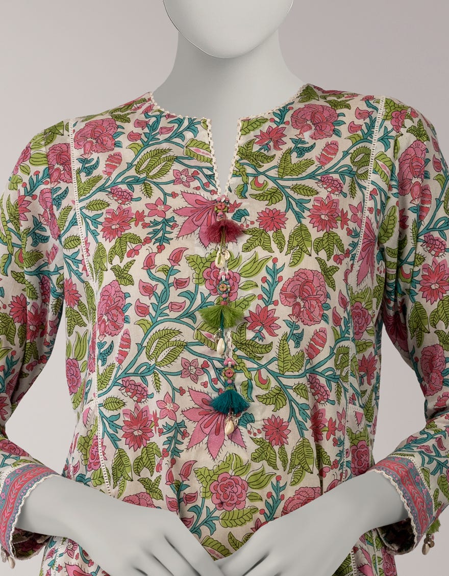 WHITE LAWN PASTE PRINTED UNSTITCHED 1PC