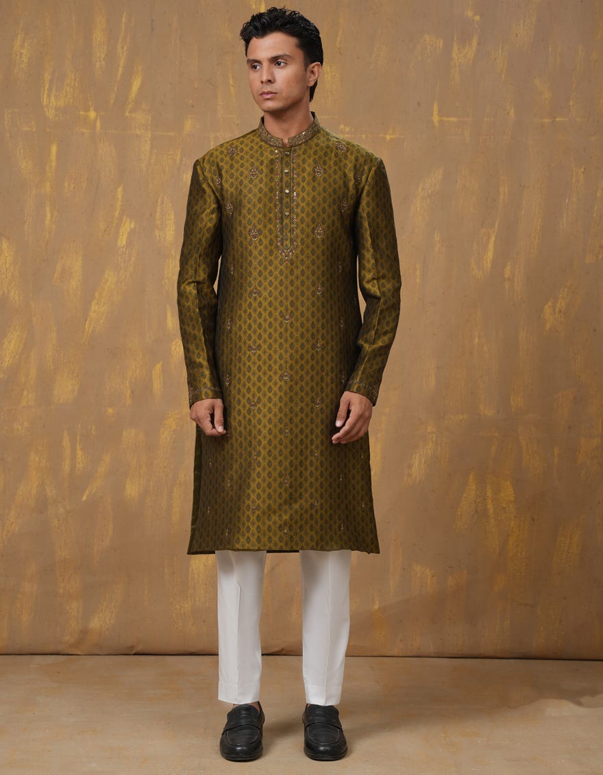 MEHNDI BLENDED SPECIAL KURTA | JTK-SP-48141