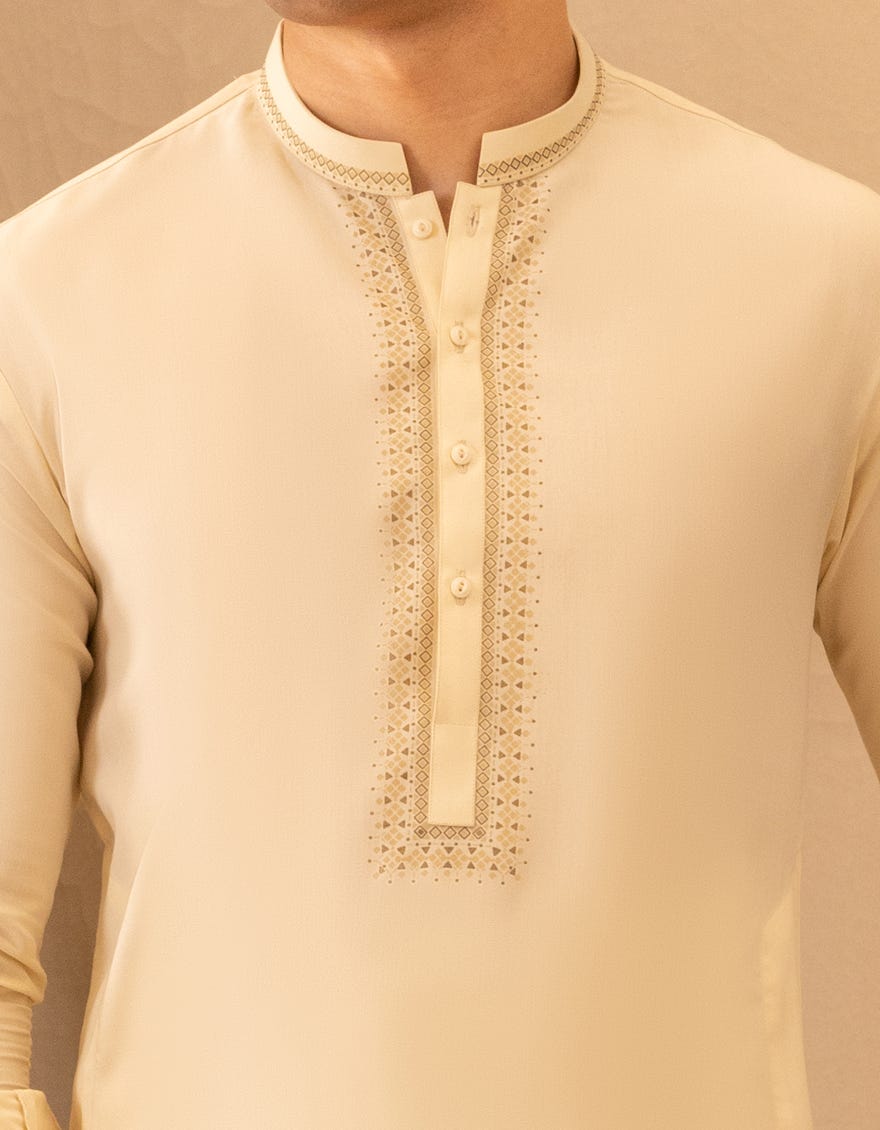 CREAM BLENDED SEMI-FORMAL KURTA TROUSER