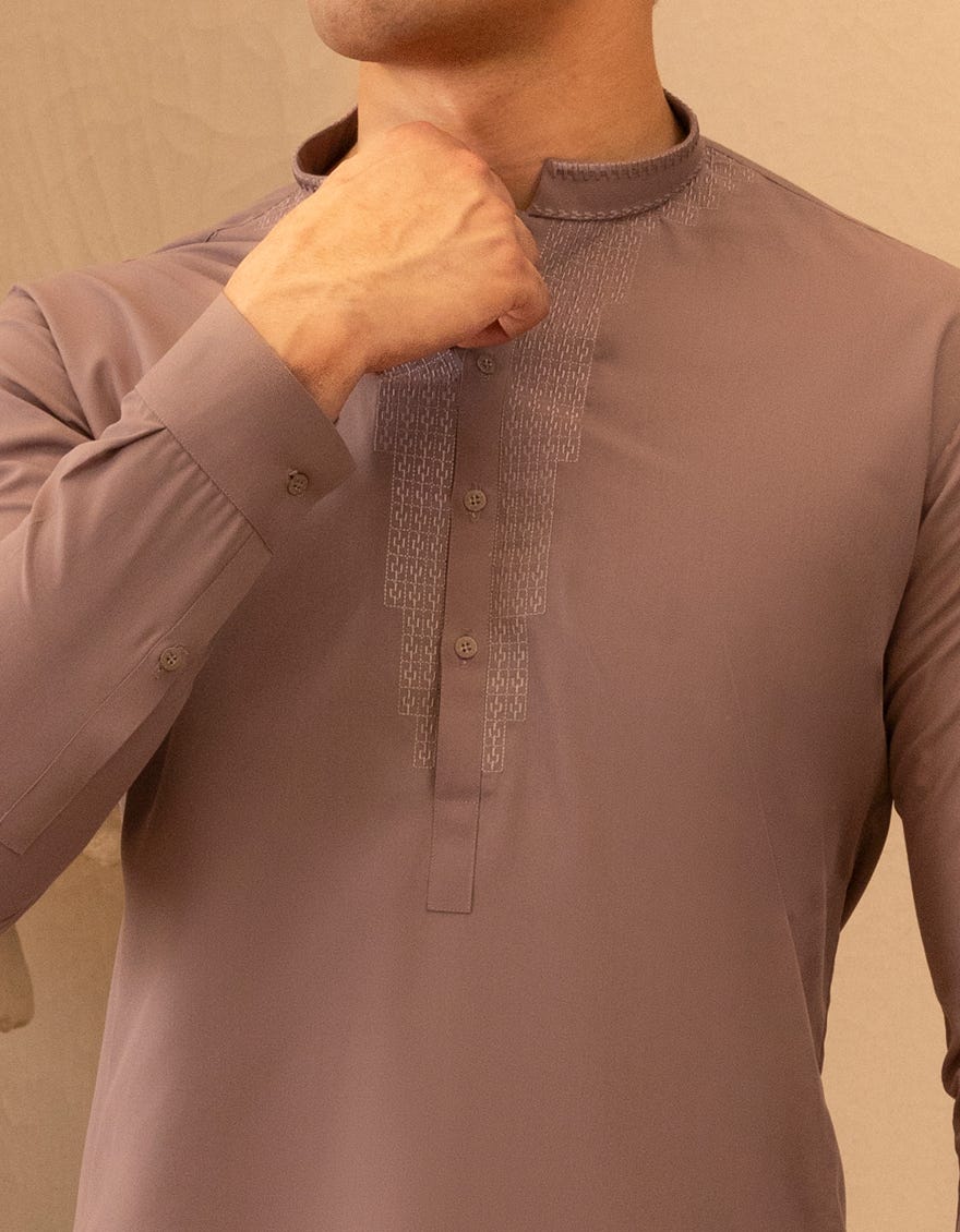 DULL BROWN BLENDED SEMI-FORMAL KURTA TROUSER