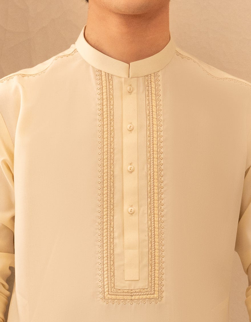 CREAM BLENDED SEMI-FORMAL KURTA TROUSER