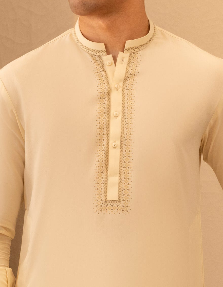 CREAM BLENDED SEMI-FORMAL KAMEEZ SHALWAR