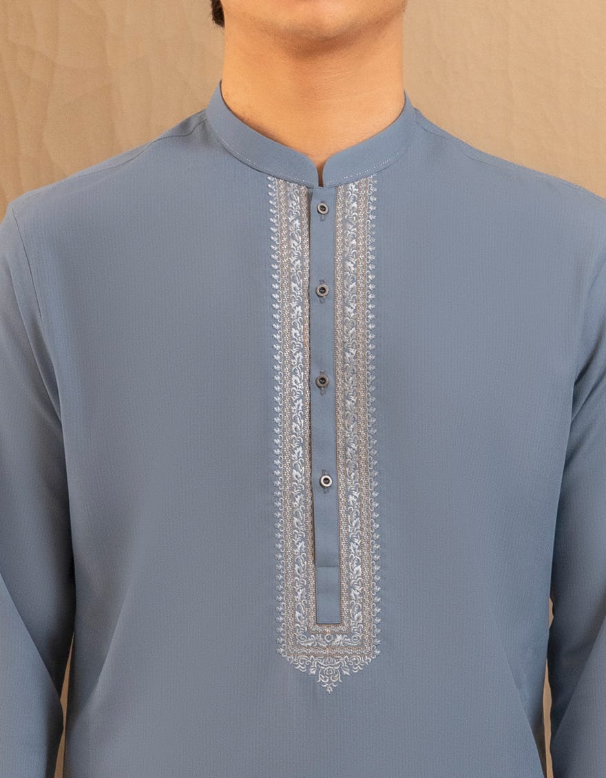 DULL BLUE BLENDED FORMAL KAMEEZ SHALWAR