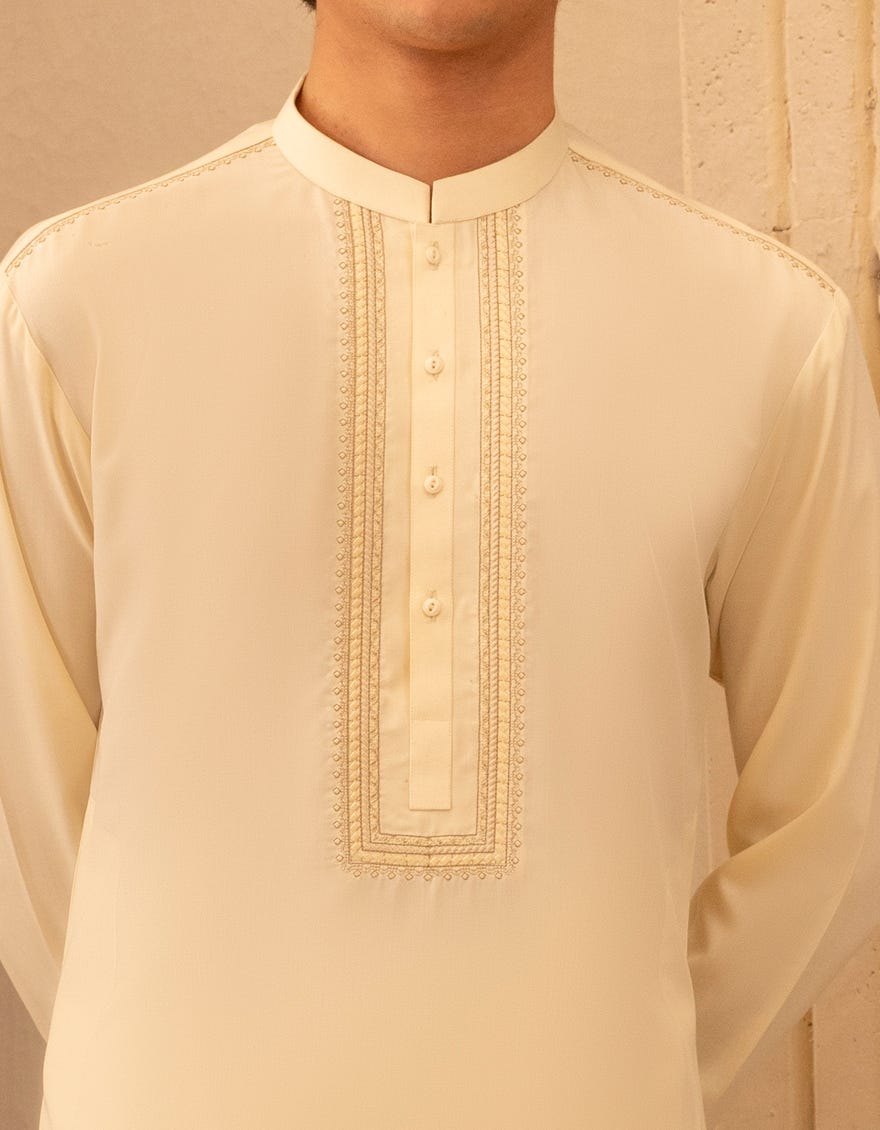 CREAM BLENDED SEMI-FORMAL KAMEEZ SHALWAR