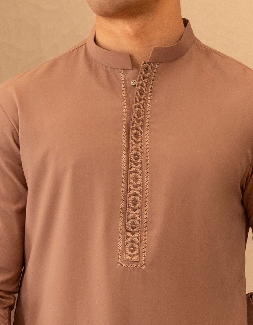 BROWN BLENDED SEMI-FORMAL KAMEEZ SHALWAR