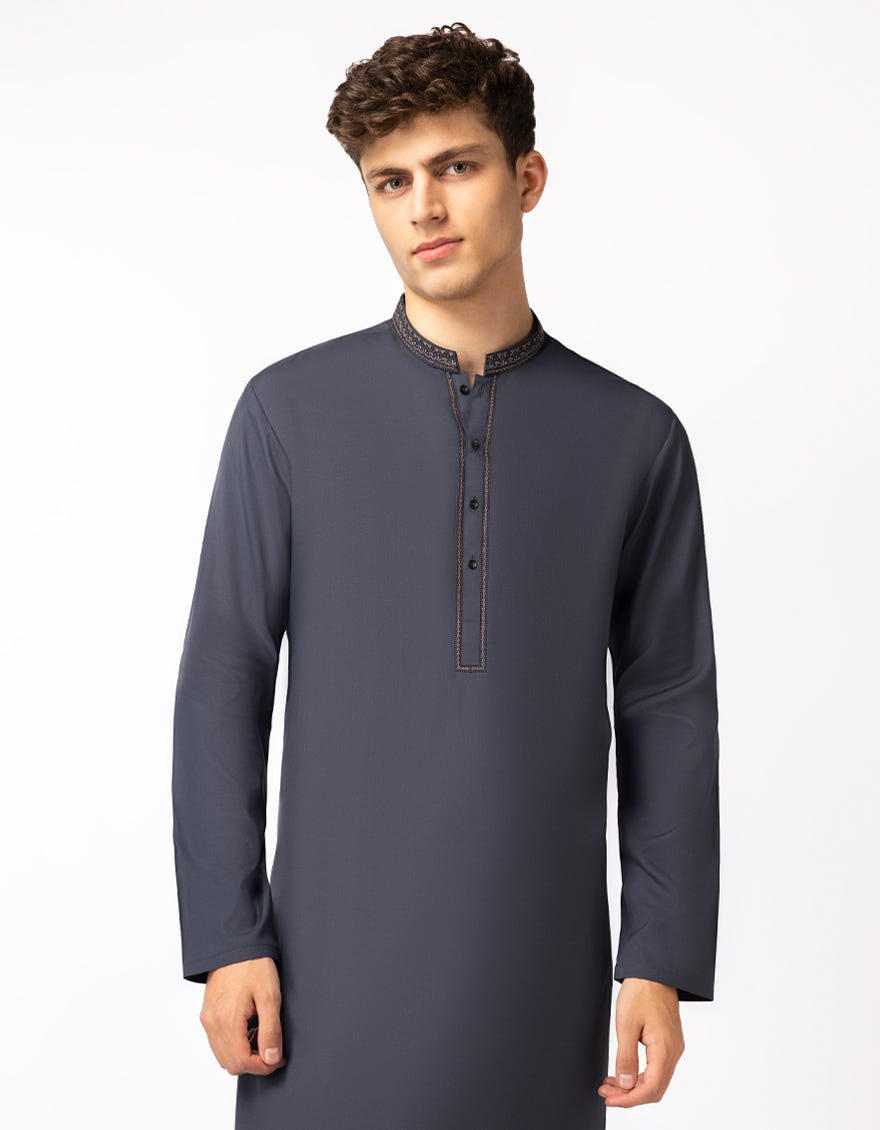 DARK GREY SEMI-FORMAL KAMEEZ SHALWAR