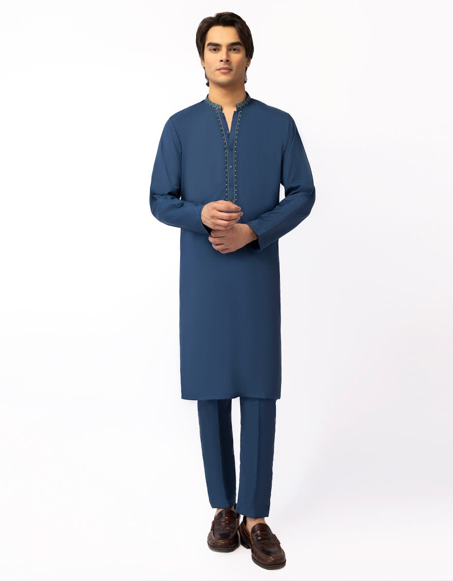 BLUE SEMI-FORMAL KURTA TROUSERS