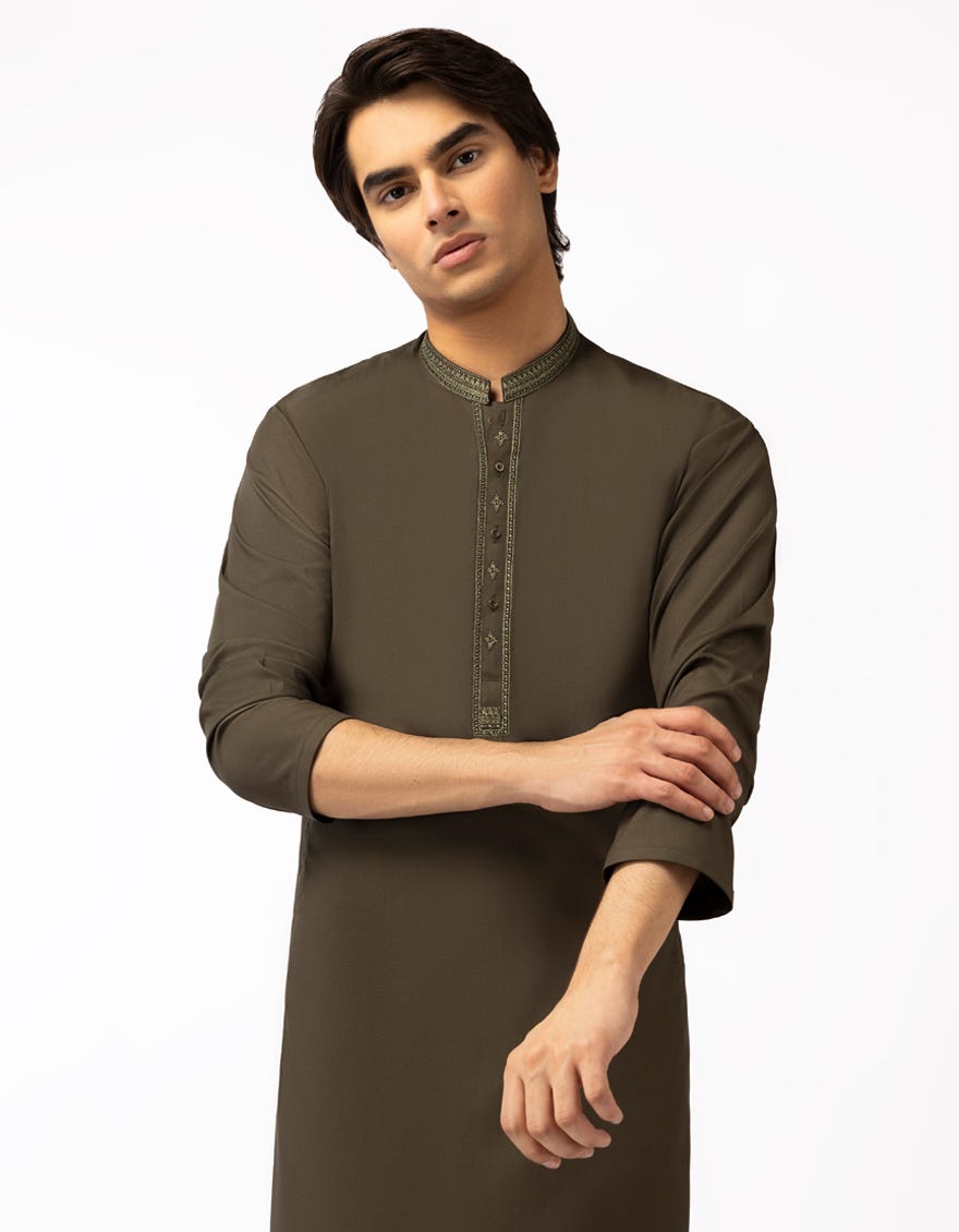 MEHNDI GREEN SEMI-FORMAL KAMEEZ SHALWAR